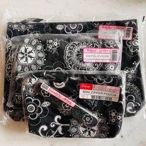 Thirty-one 31 Onyx Medallion Black and White Pouches - Set of 3